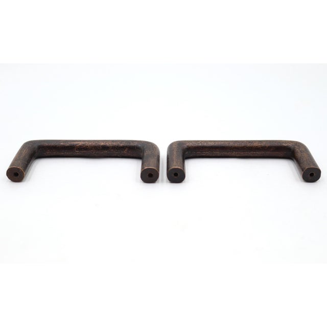 Late 20th Century Pair of Modern 4.5 In. Darkened Brass Drawer Pulls For Sale - Image 5 of 5