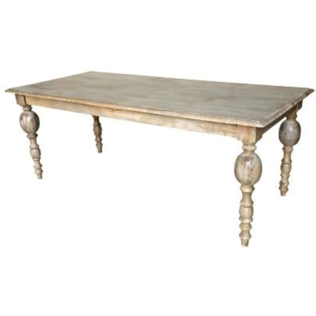 Modern Turned Leg 80" Solid Wood Dining Table - Seats 8 For Sale - Image 3 of 3