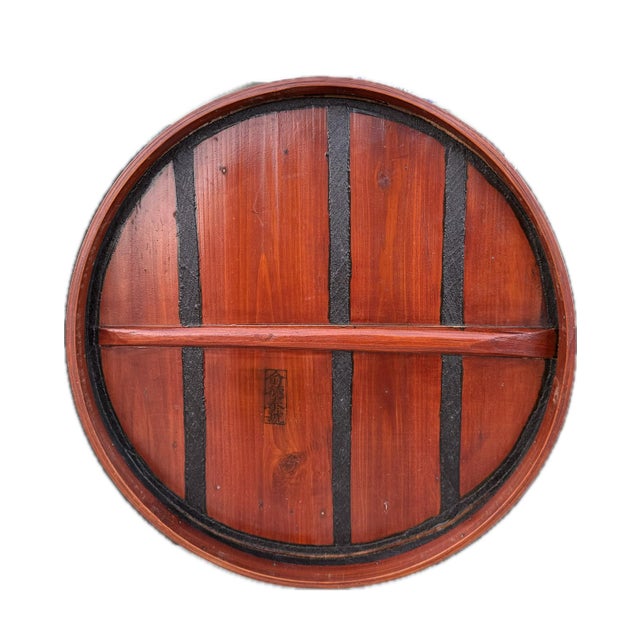 Late 19th Century Antique Chinese 2 Tiered Wedding/Dowry Lacquer Rattan Box With Brass Fixtures 14" X 14" X 18" For Sale - Image 5 of 6