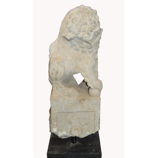 Mid 19th Century Qing Dynasty Hand-Carved Chinese Foo Dog Temple Decoration, Late 19th Century For Sale - Image 5 of 7