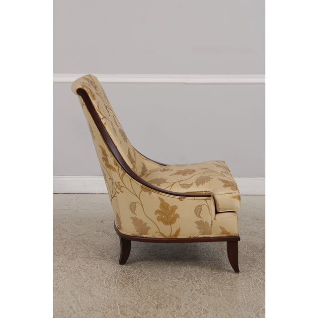 Pair of Drexel Heritage Upholstered Mahogany Slipper Chairs For Sale In Philadelphia - Image 6 of 18
