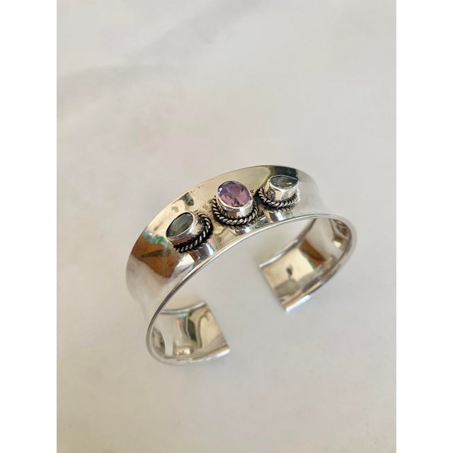 Sterling Silver Bracelet With Amethyst and Topaz For Sale - Image 17 of 17