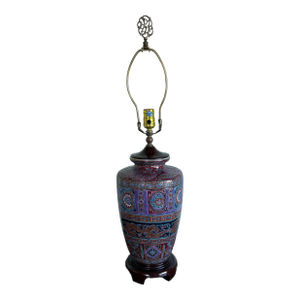 Vintage Asian Vase Table Lamp, Paisley Design