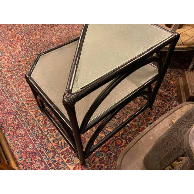 MidCentury Modern Two Tier Glass Top Corner Table Chairish