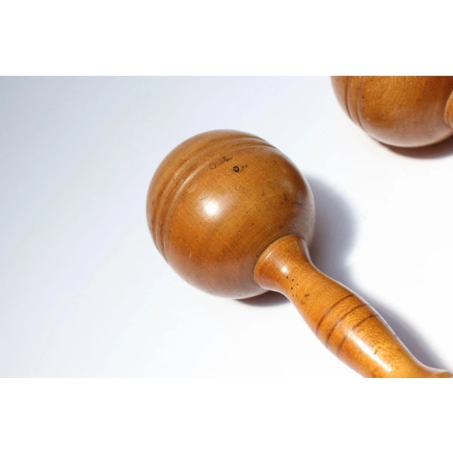 Vintage Primitive Hand-Carved Wooden Dumbbells - a Pair For Sale - Image 10 of 11