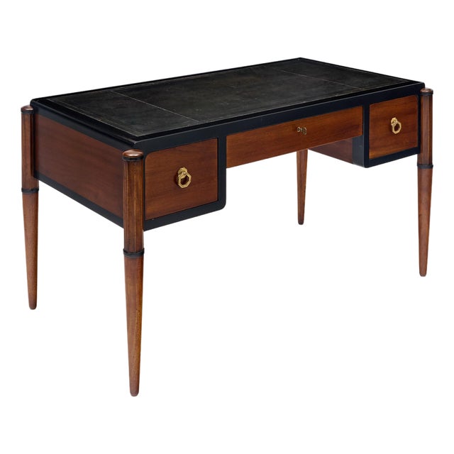 Art Deco Period Writing Desk, Mahogany, Leather, French, Vintage 1940s For Sale