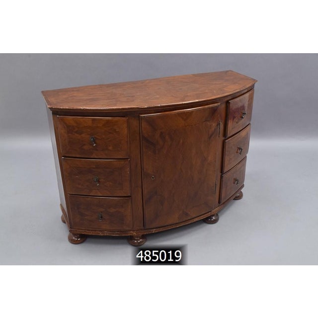 Baroque Vintage Bow Front Demilune Credenza, Key Included For Sale - Image 3 of 16