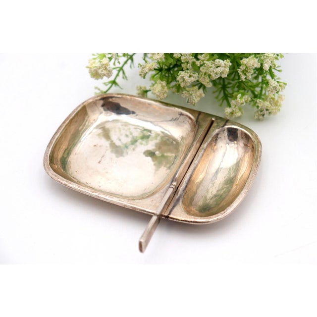 Hammered Silver Butter Dish with Compartments and Knife, Set of 2 For Sale - Image 6 of 6