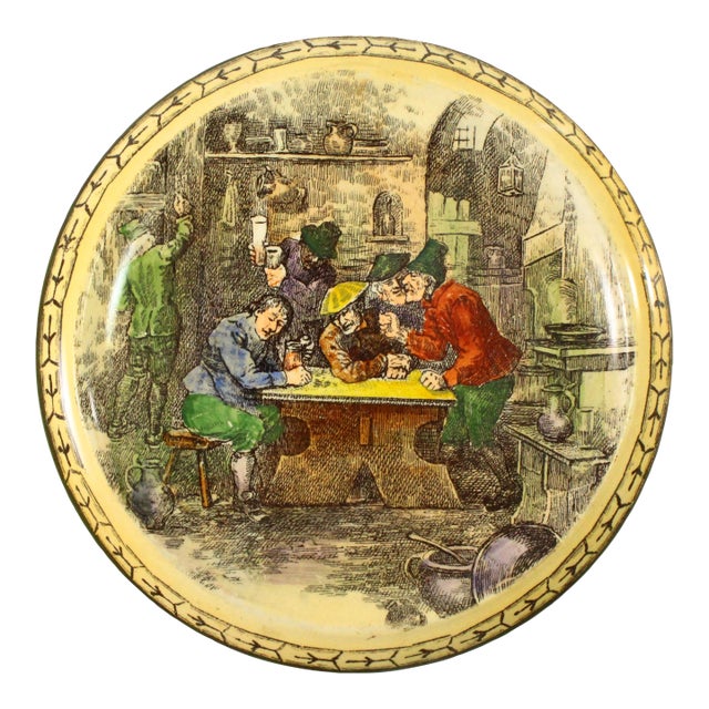 1900s Royal Doulton Underplate Trivet Sketches From Teniers Tavern Scene For Sale