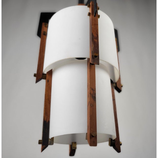 Mid-Century Modern Vintage Mid-Century Modern Teak Pendant For Sale - Image 3 of 6