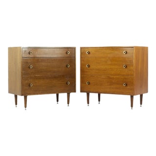 Greta Grossman for Glenn of California Mid Century Walnut 3 Drawer Chest - Pair For Sale