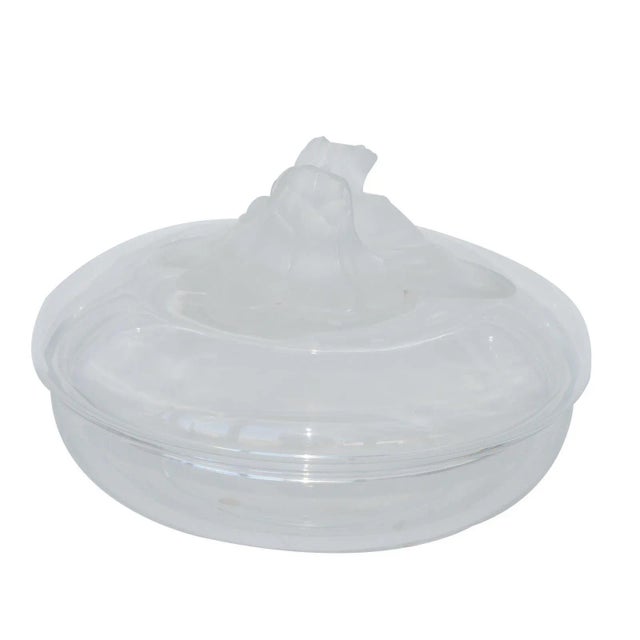 Signed French Lalique Glass Container With Figurative Lid For Sale - Image 4 of 8