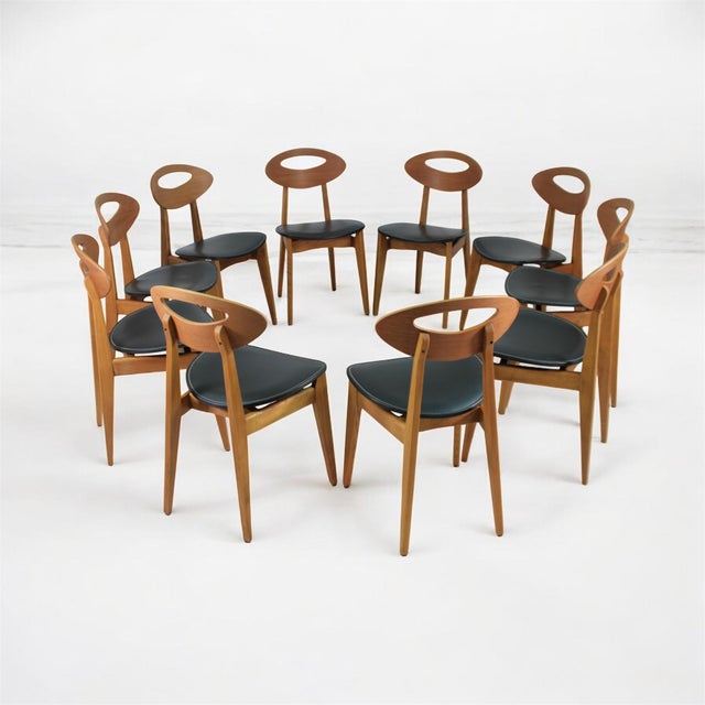 Mid-Century Modern Ten Dining Room Chairs by Roger Landault for Maison Sentou, 1950, Set of 10 For Sale - Image 3 of 16