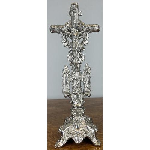 Vintage French Style Religious Cross with Ornate Base For Sale - Image 6 of 12
