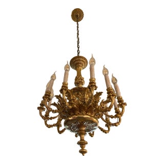 Gilded Chandelier, With Elaborate, Carved Detail For Sale