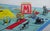 This artwork features a nostalgic arrangement of Monopoly game pieces, including a vibrant lettered block and reflective...