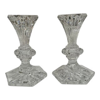 2000s Waterford Crystal Chatham Candlesticks, Ireland - Pair For Sale