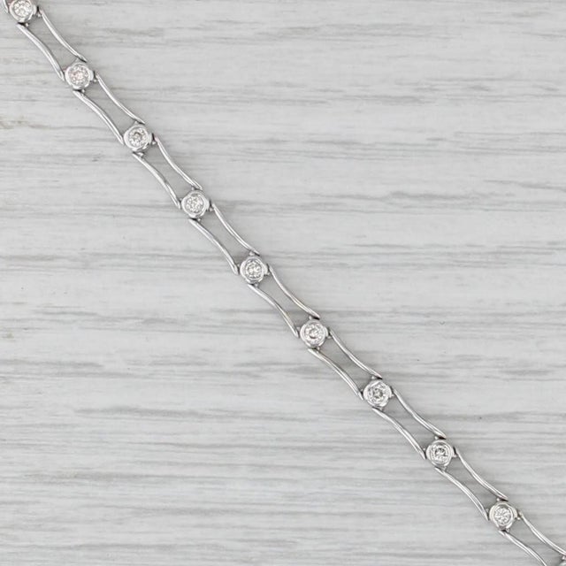 0.48ctw Diamond Bar Link Bracelet 14k White Gold 7" 3.5mm For Sale - Image 4 of 8