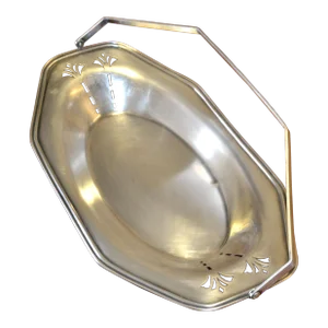 1930s Art Nouveau Bernard Rice Handled Ornate Oval Silver Plated Serving Platter Tray