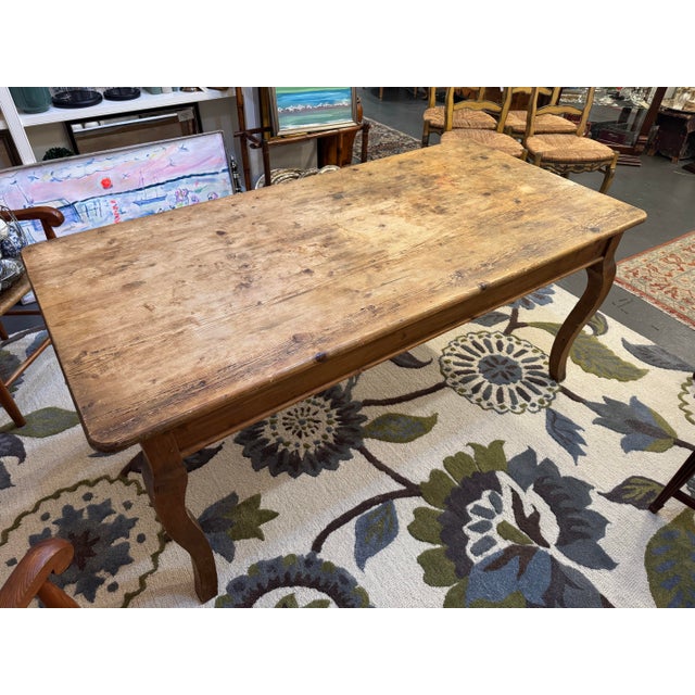 Vintage Reclaimed Pine Danish Country Farm Dining Table For Sale - Image 9 of 9