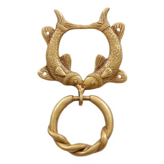 Double Fish Brass Door Knocker For Sale