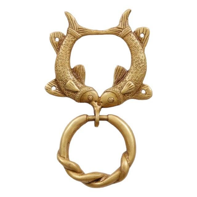 Double Fish Brass Door Knocker For Sale