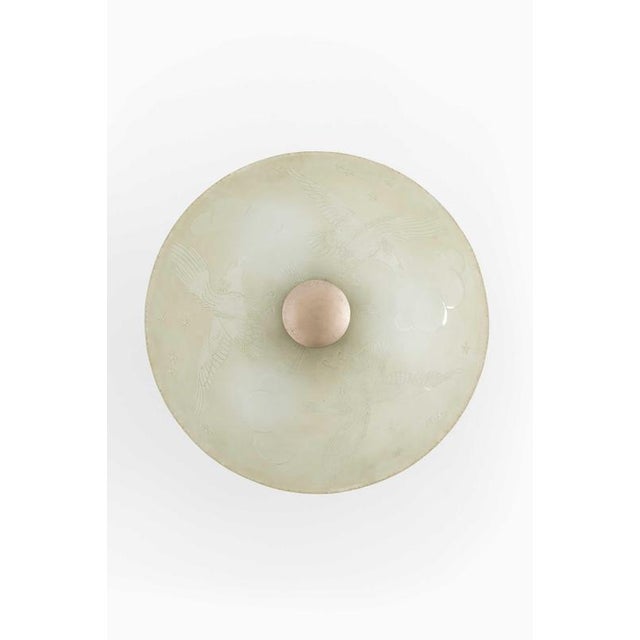 Scandinavian Modern Flush Mount in Glass and Nickel-Plated Metal, 1940s For Sale - Image 4 of 11