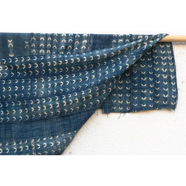 Textile Vintage African Moss "Sahelian Oasis" Indigo Throw For Sale - Image 7 of 8