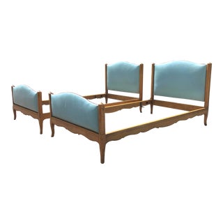 Vintage Upholstered Twin Beds- a Pair For Sale