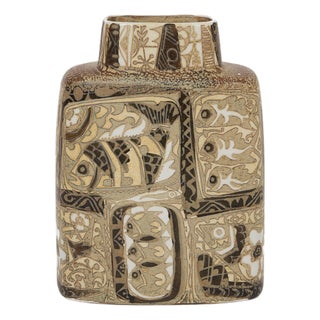 Sculptural Faience Vase from Royal Copenhagen with Decorations, 1960s For Sale