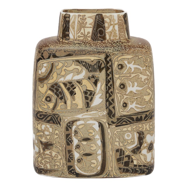 Sculptural Faience Vase from Royal Copenhagen with Decorations, 1960s For Sale