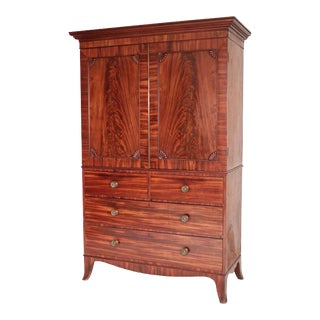 George III Mahogany Linen Press For Sale