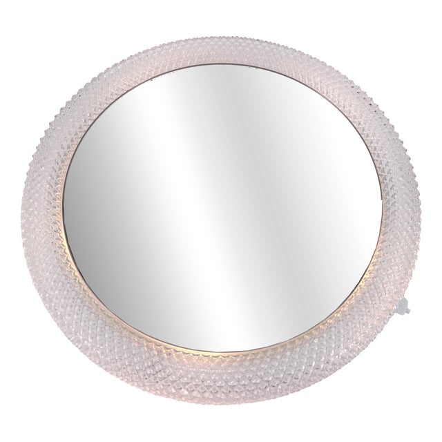 Illuminated Wall Mirror in Crystal Glass from Glashütte Limburg, Germany, 1960s For Sale