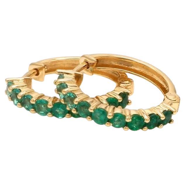 Early 21st Century 1.10 cts Natural Zambian emerald earrings in 14k gold For Sale - Image 5 of 18