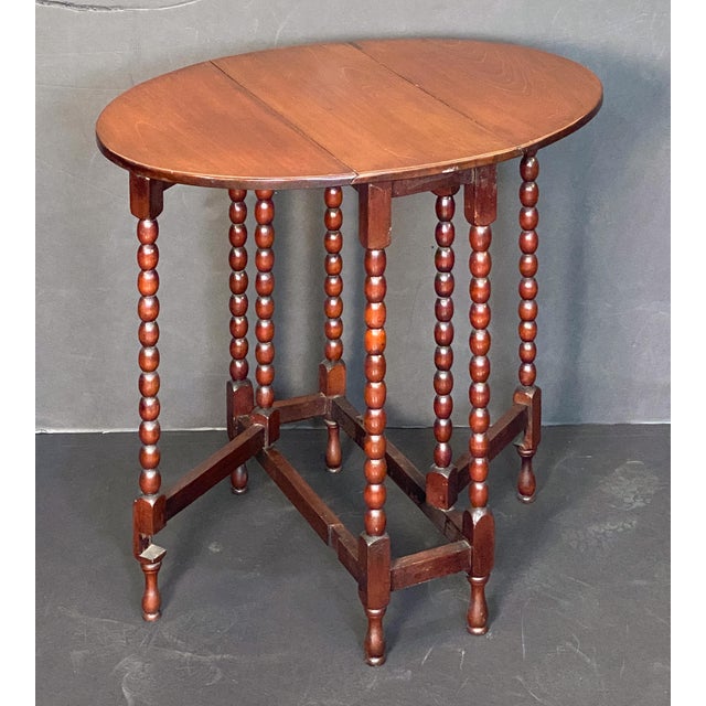English English Sutherland Drop-Leaf Table of Mahogany Upon Turned Bobbin Legs For Sale - Image 3 of 9