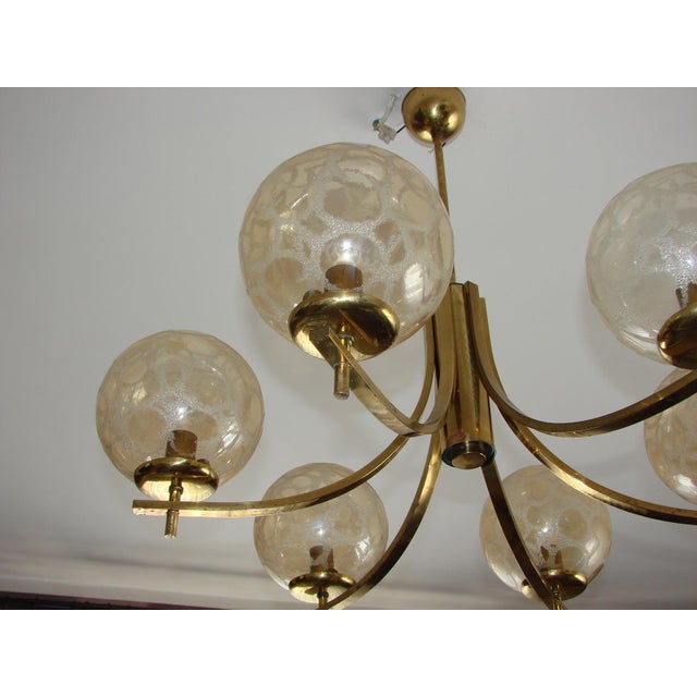 Vintage Chandelier in Brass, Aluminium and Glass, 1970s For Sale - Image 10 of 12