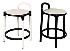 Italian Modern Black and White Stools by Anna Castelli Ferrieri for Kartell, 1980s, Set of 2