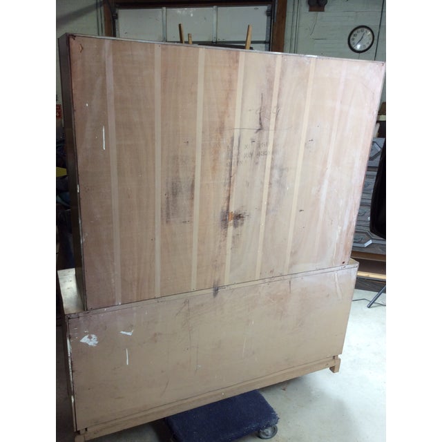 Mid Century Modern Two Piece China Cabinet With Limed Oak Finish For Sale - Image 15 of 18