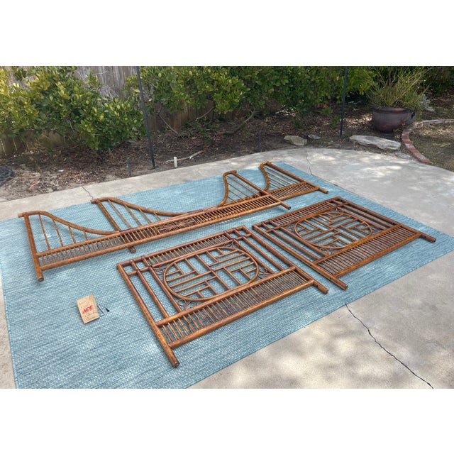 Vintage Rattan & Bamboo Sleigh Bed, Chinoiserie Style For Sale - Image 11 of 11