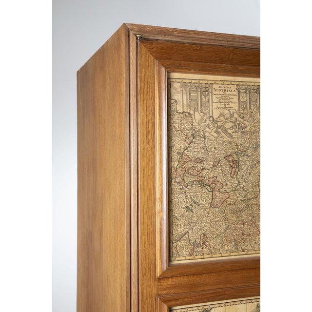1940s Mid-Century Italian Modern 2-Door Wardrobe with Maps in the style of Maurizio Tempestini, Italy, 1940s For Sale - Image 5 of 8