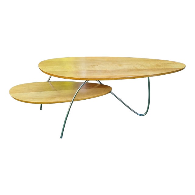 Modern Coffee Table in Wood and Steel, 1980s For Sale