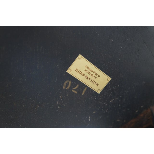 Late 20th Century Maitland Smith Sheraton Style Flame Mahogany Round Scalloped Ormolu Table Stand For Sale - Image 12 of 12