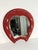 Red Velvet Horseshoe Wall Mirror, 1950s For Sale - Image 4 of 10