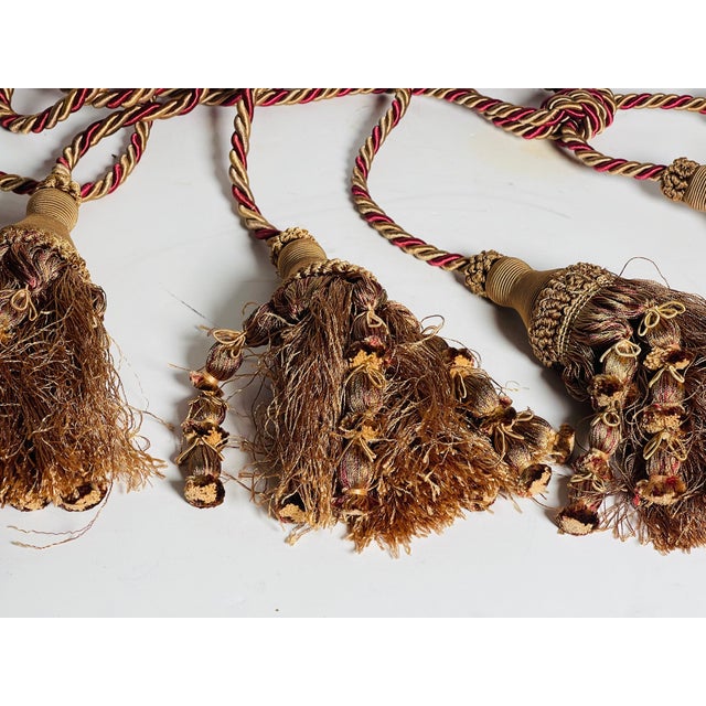 Vintage 8 PCS Large Silk Tassels With Tiebacks For Sale - Image 4 of 7