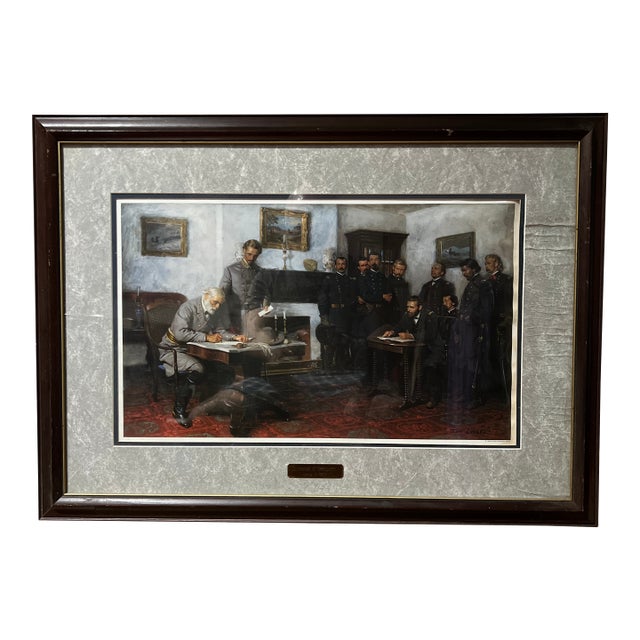 1986 Offset Print of Tom Lovell Titled Surrender at Appomattox Framed For Sale