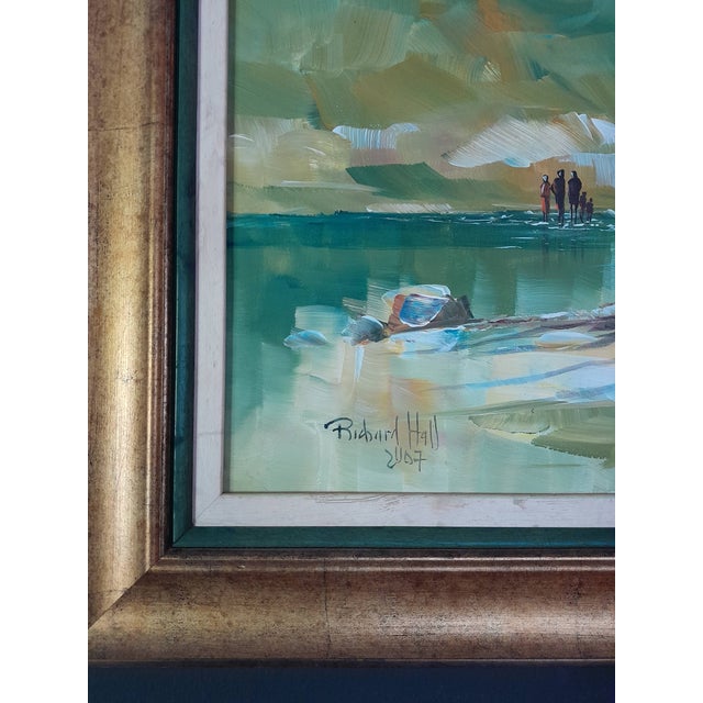 2000s "Riverside Serenity" Landscape Acrylic on Canvas Painting by Richard Hall, Framed For Sale - Image 4 of 9