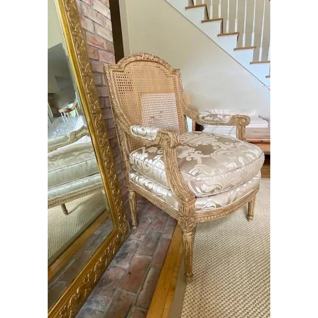 Nancy Corzine Nancy Corzine Upholstered Louis XVI Style Lounge Chairs, a Pair For Sale - Image 4 of 18