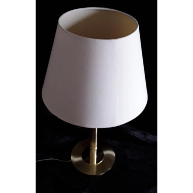 German Adjustable Reading Lamp with Brass Frame, Double Joint & Beige Fabric Shade from Honsel, 1980s For Sale - Image 4 of 8