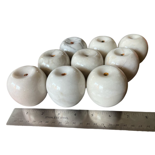 1990s Collection of Solid White Marble Apples - Set of 9 For Sale In Jacksonville, FL - Image 6 of 6