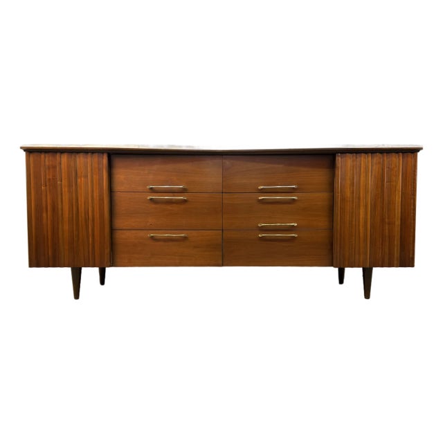 Young Manufacturing Mid-Century Modern Walnut Lowboy Dresser, Attributed For Sale